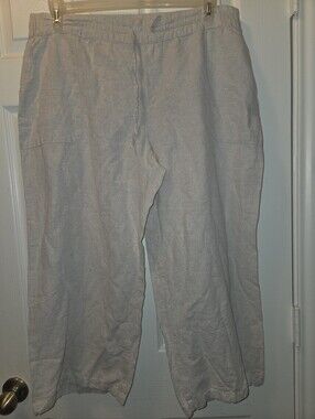 Liz Claiborne Tan Linen-Blend Cropped Pants Lg